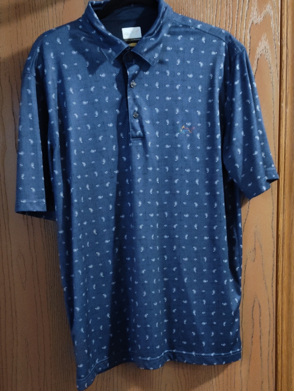 Greg Norman Men's Navy Patterned Polo Shirt
